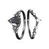 Sophisticated Flower Rings With Black Cubic Zirconia Delicate Alloy Loop For Women Size 6 10 Layering Jewelry Pieces