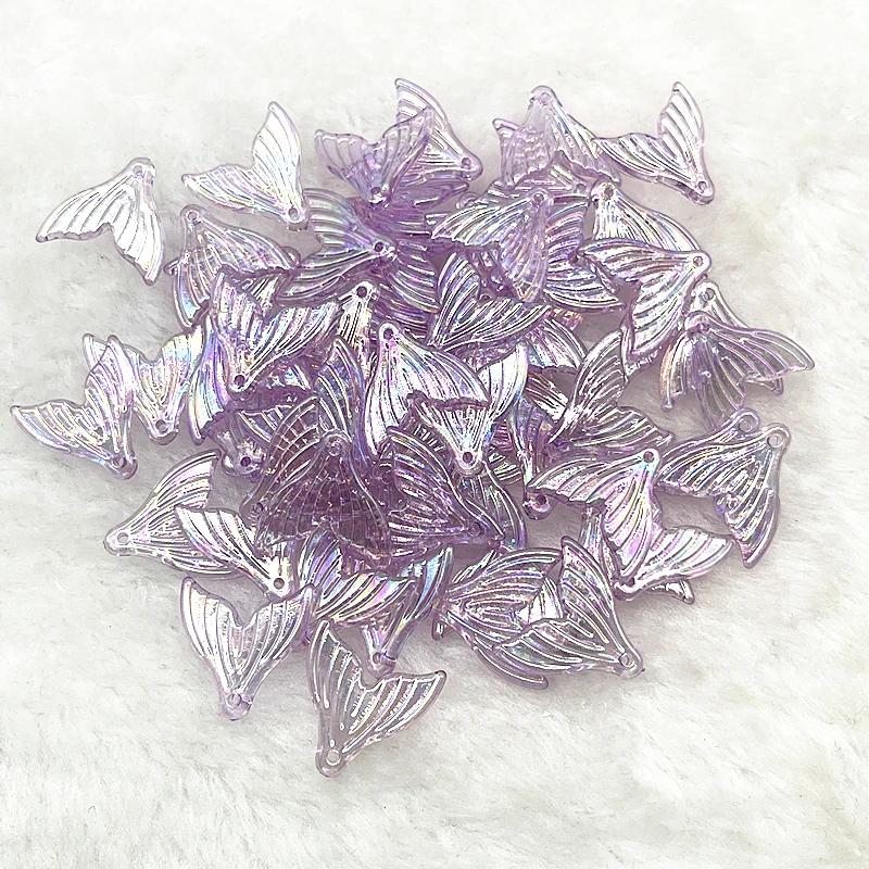 30pcs 20mm Colour AB Acrylic Mermaid Tail Pendant Charms for Jewelry Making Diy Earring Phone Chain Keychain Handmade Accessorie