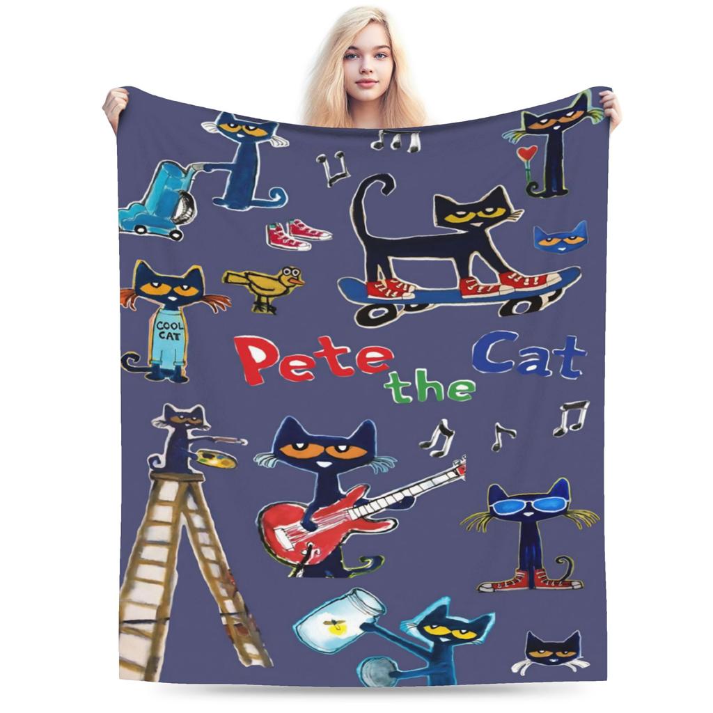 Pete The Cat Blanket Flannel Relax Super Soft Throw Blanket for Bed Bedding Throws