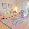 Fashion simple girl bedroom bedside carpet modern living room bedroom popular pattern carpet Checkerboard Large Area Carpets