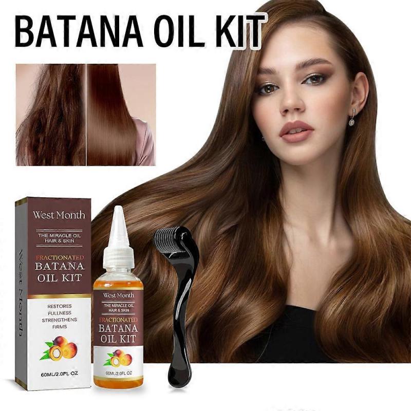 2pcs Hair Regrowth Serum Natural Hair Growth Oil - With Roller & Batana Oil