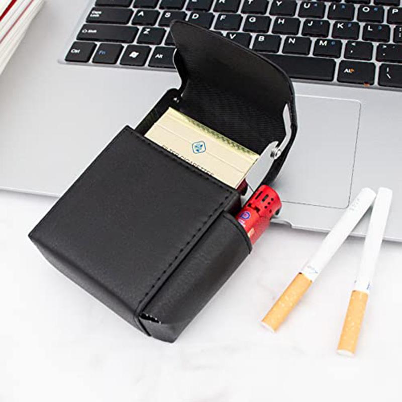 Portable PU Leather Cigarette Case Cover Gas Lighter Holder Box Waist Pocket Pack Belt Bag Smoking Accessories Gadgets for Men