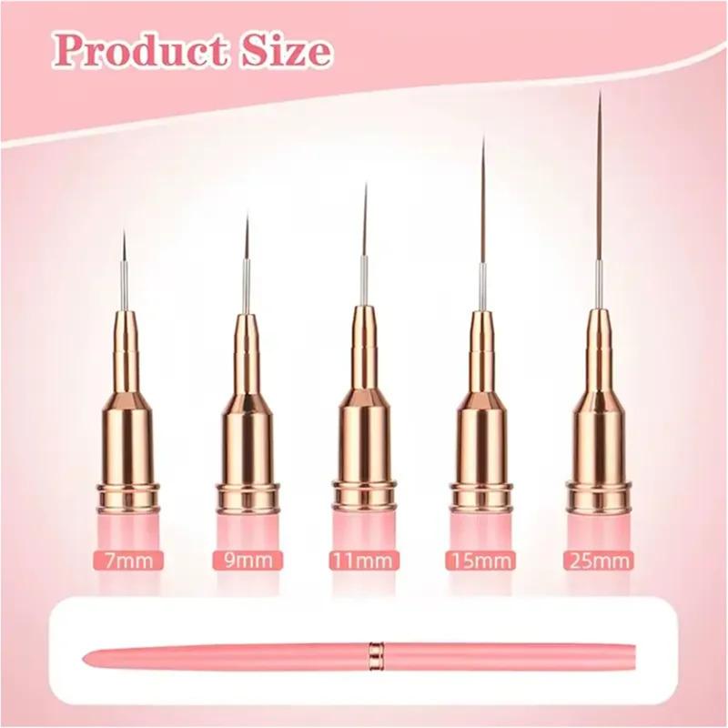5pcs Nail Art Liner Brush Set UV Gel Nail Brushes Kits French Stripe Line Painting Drawing Flower Pen Professional Manicure Tool