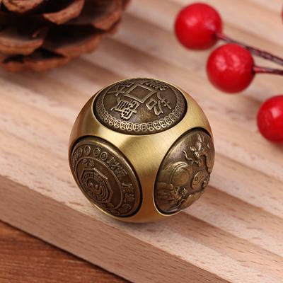 Six-Faced Four Blessing Luck Money Fidget Spinner Brass Stress Relief Cube Decompression Ball Fidget Toys Crafts