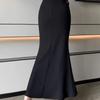 Elegant High-Waist Midi Fishtail Skirt for Women - Spring/Autumn A-line Drape Skirt