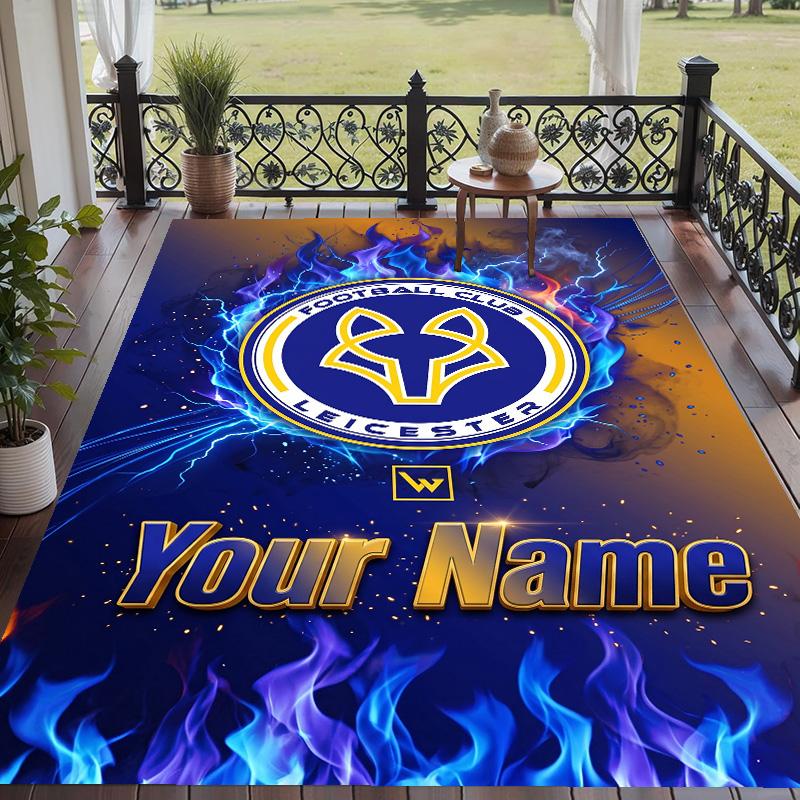Custom Text Printed Rug Leicester City Non Slip Floor Carpet For Home Room Decor