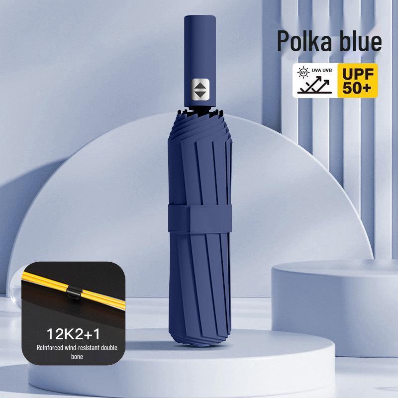 Automatic Buckle Women’s Umbrella: Windproof, Reinforced, Sun & Rain UV Protection