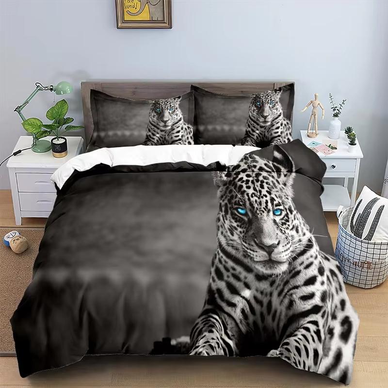 Leopard Duvet Cover Set Twin King Size African Safari Animal Bedding Set Jungle Wildlife Comforter Cover Cheetah Quilt Cover