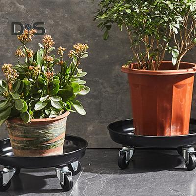 Chariot à plantes en métal avec roulettes, robuste, pivotant à 360 degrés, support à roulettes rond pour jardinière, arbre, fleur en pot