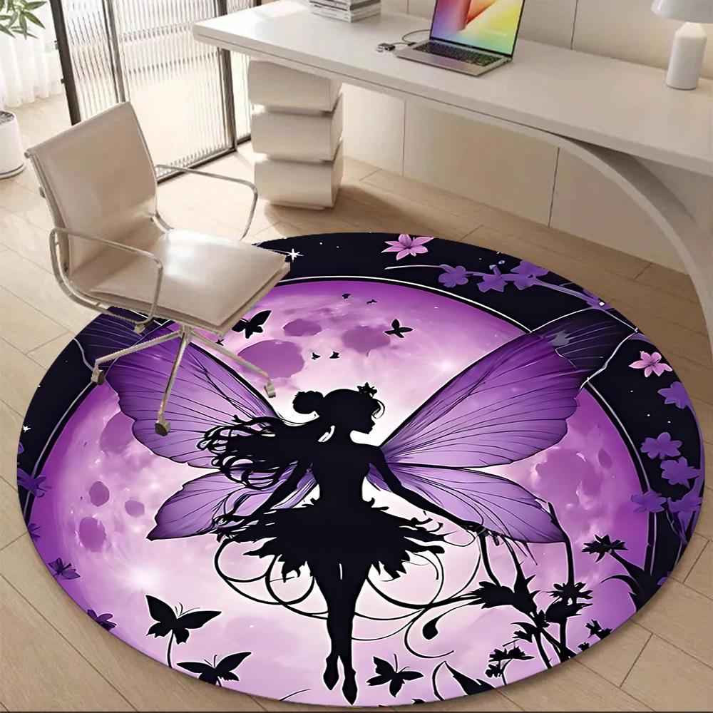 1pc Fairy Moonlight Office Round Area Rug, Indoor Mat Suitable ForOffice, Under Office Chairs Bedroom Living Room Home Decor T146