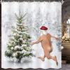 Funny Christmas Santa Claus Tree Winter Forest Snowflake Bathroom Curtains Durable Waterproof Fabric Shower Curtain