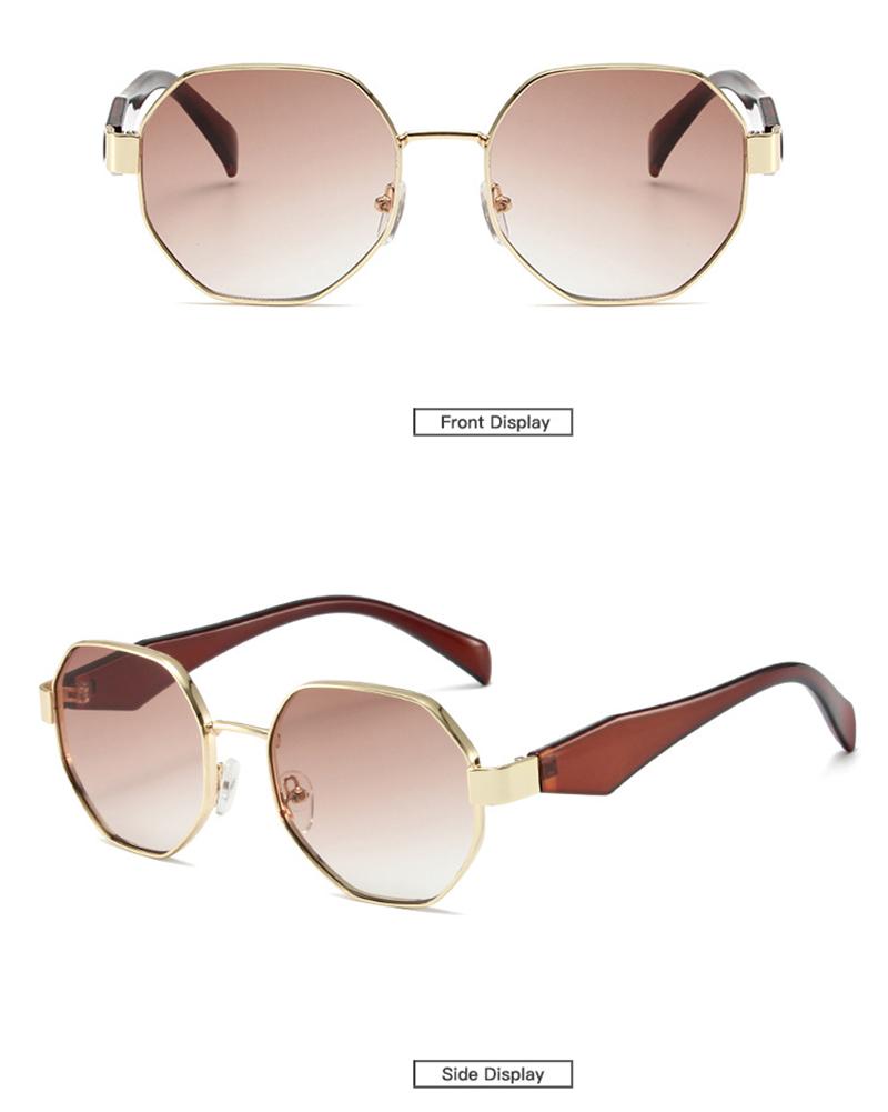 New Sunglasses Trendy Polygonal Metal Frame Sun Glasses Women Retro Sunshade Eyeglass for Vacation UV400 Luxury Brand Design