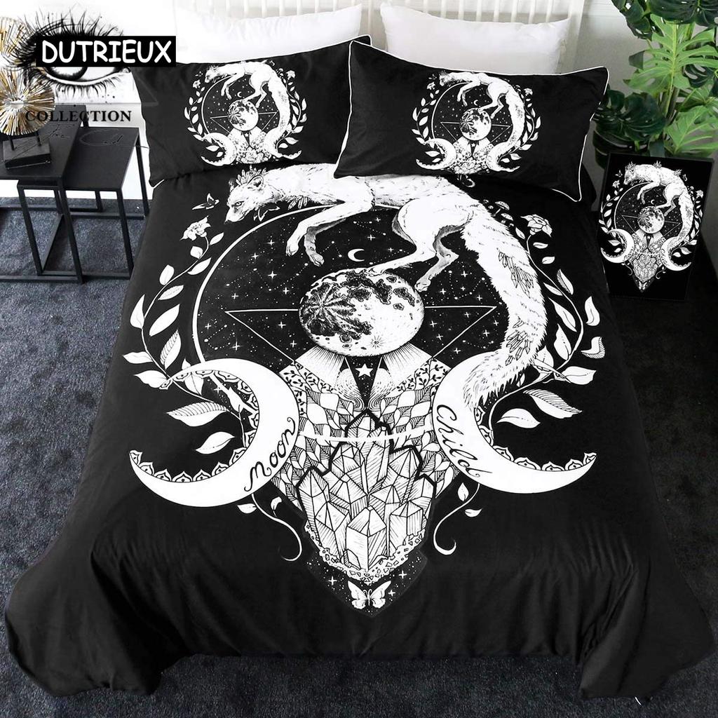 Bedding Set Colorful Skull Bedding Black Neon Skeleton Bed Cover 3 Piece Galaxy Duvet Cover Gothic Bedspread