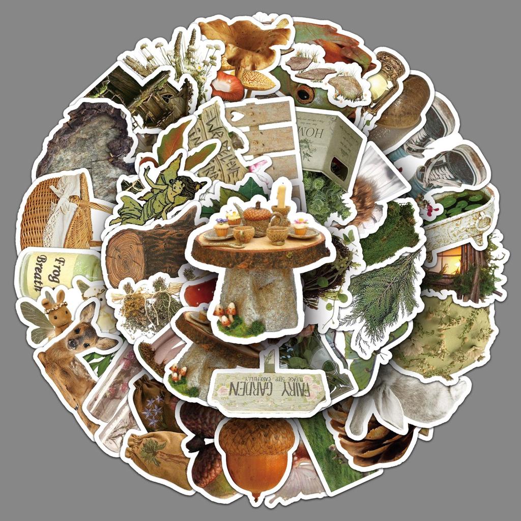 50 Forest-Inspired Graffiti Stickers: Retro Fresh Decor for Phones, Tablets, and Journals