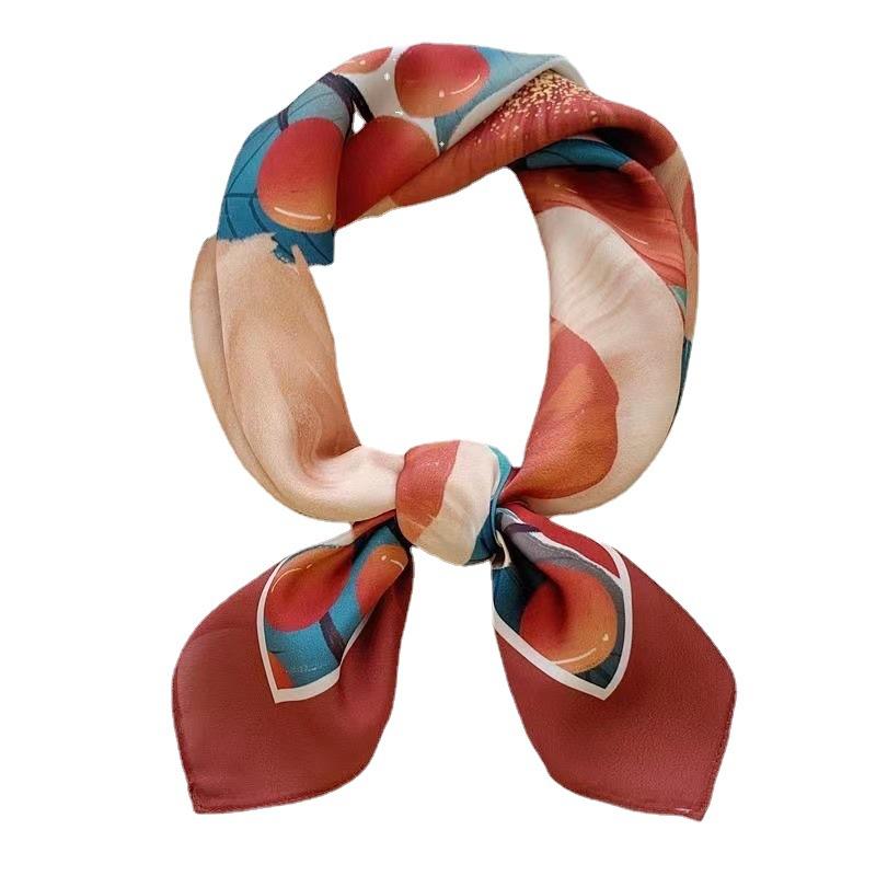 1PCS Korean Version Ins70 Printed Silk Scarf, Women's Thin Scarf, Scarf Decoration, Versatile Scarf