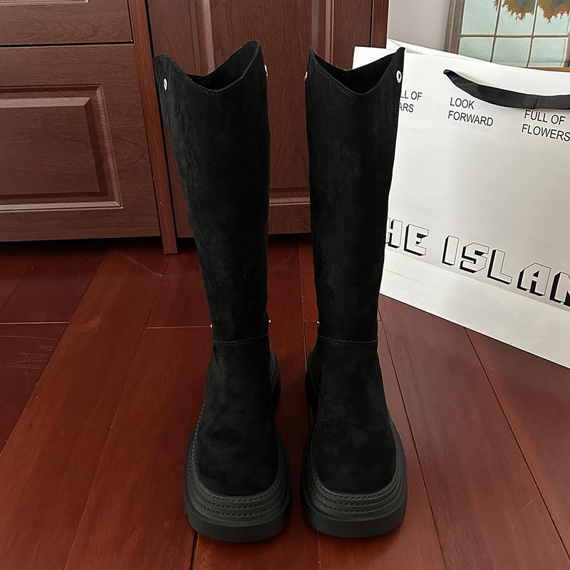 Fashion Vintage Platform Thick Heel Women Knight Boots Fashion Two Ways of Wearing Mordern Long Botas Para Mujer