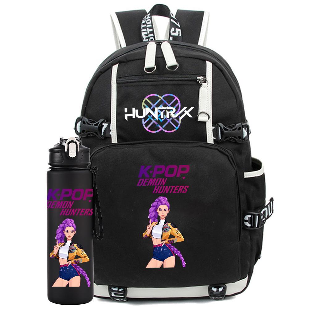 2 ks/sada K-Pop potištěný batoh s 750ml lahví na vodu pro dospívající studentku chlapce školní taška dětský dárek velká kapacita cestovní taška ruksak