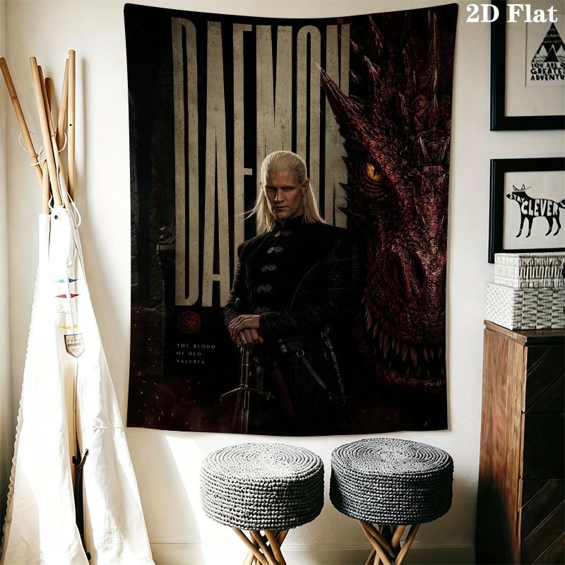 Tapiz de Pared de Daemon Targaryen Colgante de Pared Estético Manta de Tela Impresa Tapices Decorativos para Dormitorio Sala de Estar Decoración del Hogar