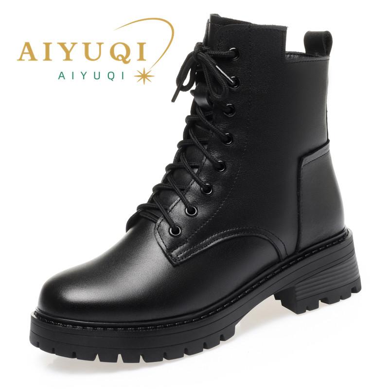 Fashion AIYUQI Boots female winter Large Size dropshipping Non-slip Women's Snow Boots Genuine Leather Warm Women Ankle Boots