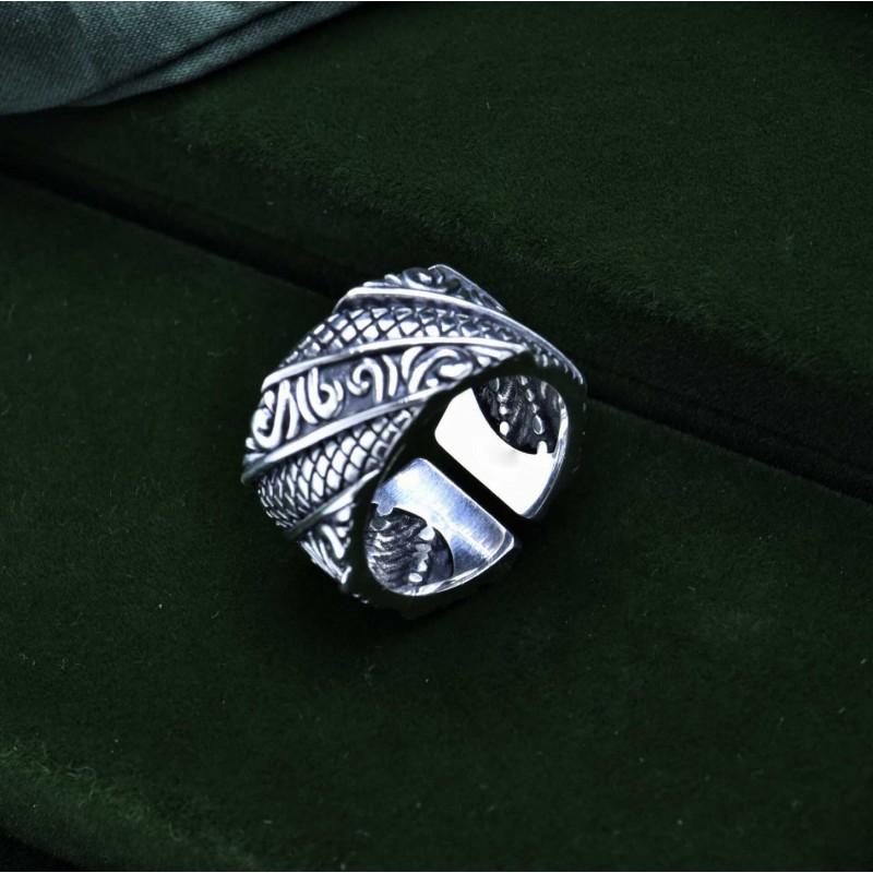 Adjustable Open Ring Men Women Vintage Floral Geometric Design Copper Statement Minimalist Fashion Jewelry