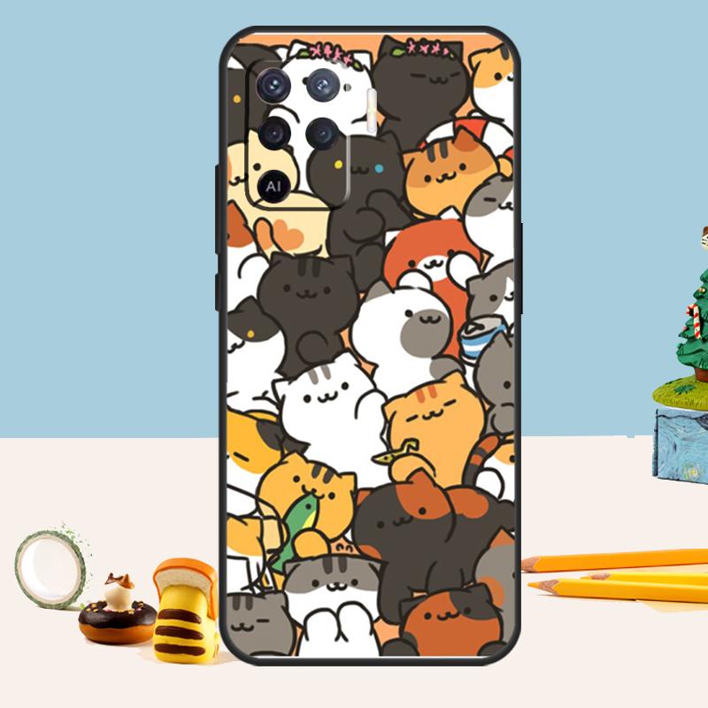 Cute Cartoon Cat Case For Oppo A54 A74 A94 A80 A60 A40 A18 A38 A58 A78 A98 A96 A76 A16 A15 A17 A57 A5 A6 Pro