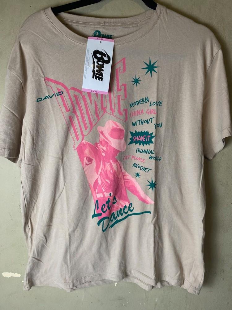 DAVID BOWIE Let’s Dance Licensed Unisex Beige Crew Neck T-shirt Top - NWT Unisex T-Shirt S