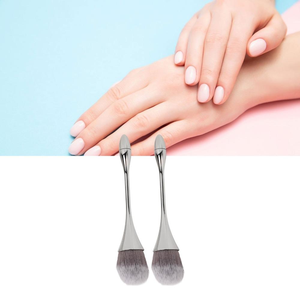 2pcs Ergonomic Handle Nail Art Powder Brush Nail Dust Cleaner Brush Nail Art Application