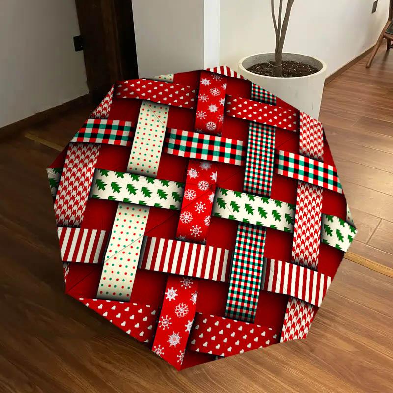 1pc Christmas, Plaid Pattern Umbrella  Automatic Opening and Closing Umbrella, High quality Umbrella, Ideal Gift for Her 218