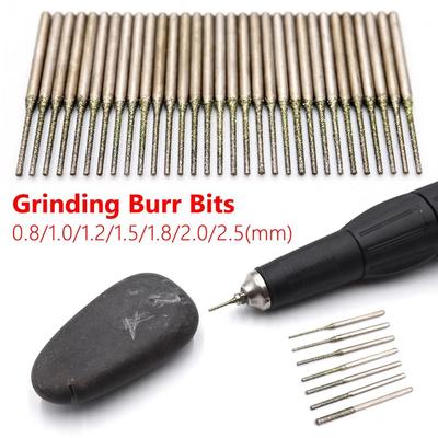 10Pcs Silver Polishing Head 0.8-2.5mm Grinding Burr Bits Glass Jade Amber Jewelry Diamond