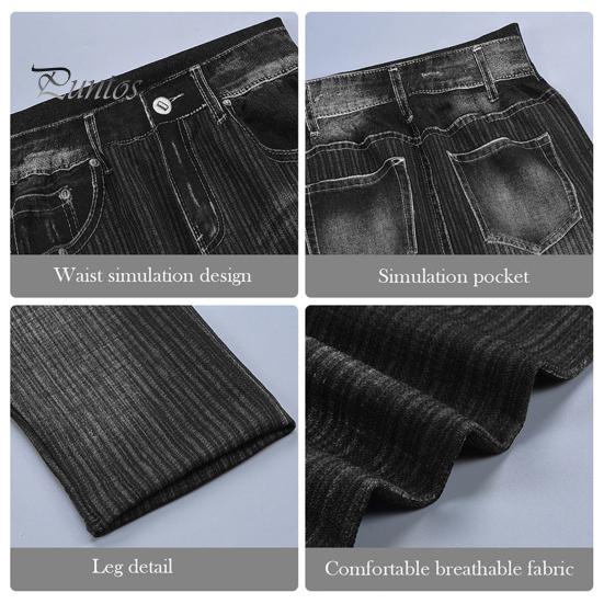 Women Cropped Jeans Slim Fit High Waist Elastic Striped Slimming Button Zipper Closure Mid-calf Length Pockets Casual Commute Trousers