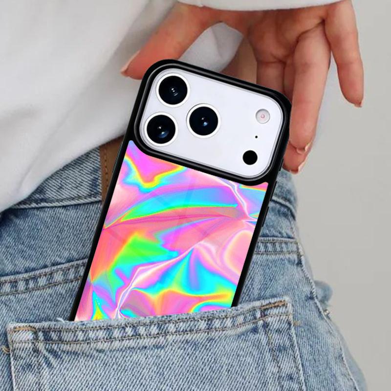 Holographic Iridescent Phone Case for iPhone 16e 15 14 13 12 17 Pro Max Plus Air 17pro Cover Coque