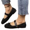 Large Size Flat Bottom Single Shoes for Women Butterfly Knot French Style Evening Mary Janes Square Head Casual Loafers