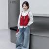 2025 Girls' Korean Autumn Set: Fashionable Red Camisole & Sweater Two-Piece for Big Kids