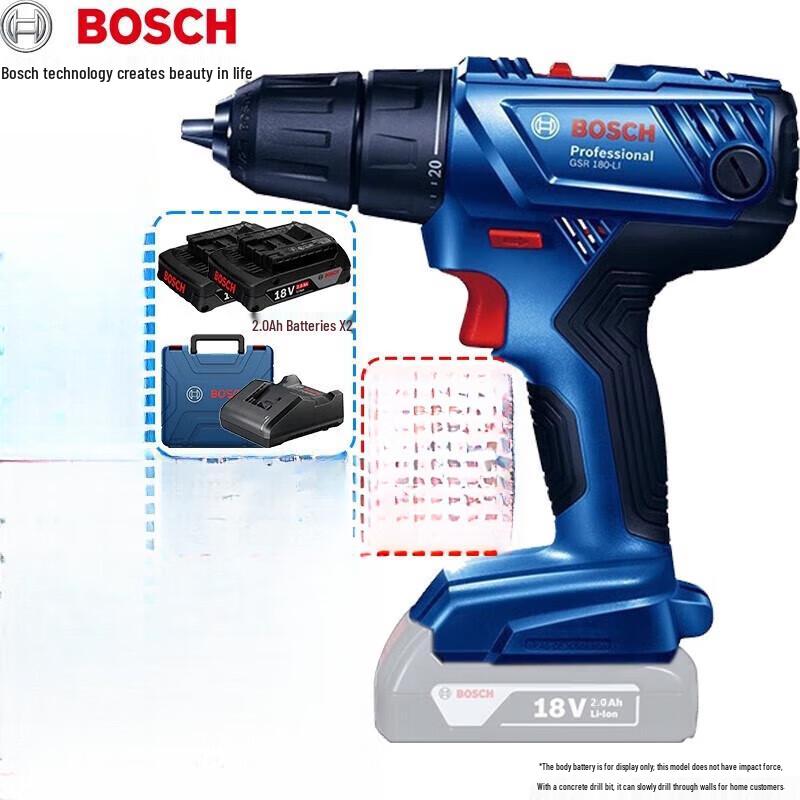 Bosch 18V Cordless Drill/Screwdriver GSR 180-LI CN plug (adapter included)