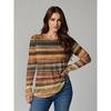 Autumn Women's T-Shirt Casual Long Sleeve Stripe Pattern Print Street O Neck Female Oversized Clothing Outdoor Vintage T Shirts Top