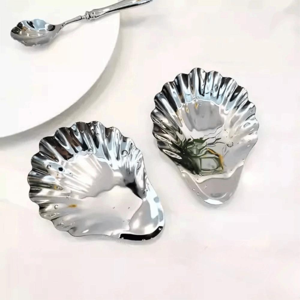 304 Stainless Steel Shell Shaped  Dessert Dish Retro Cheese Dish  Table Decoration