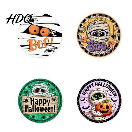Kitchen Dining Accessories Halloween Wooden Coasters, Decorative Drink Heat Resistant Table Mats Decor for Coffee Mugs, Waterproof Party Home Holiday