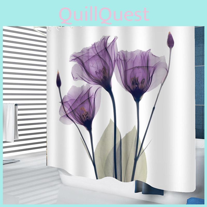 Beautiful 3d Mart Waterproof Lotus Print Bathroom Polyester Shower Curtain With 12 Hooks For Effortless Bathroom Makeover