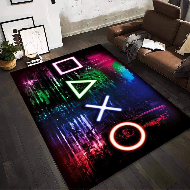 

Gaming-Inspired Neon Symbol Carpet with Colorful Cyberpunk Design Suitable for use as an anti-slip for living room bedroom sofas 40x60cm( 15x23in )