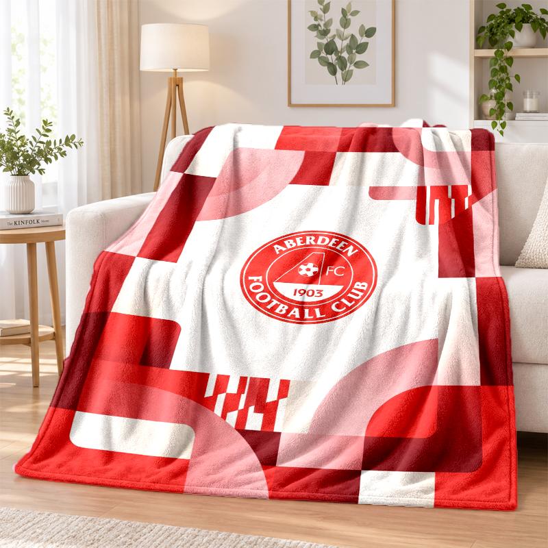 Aberdeen FC Printed Flannel Blanket Warm Comfort Bed Throw For Indoor Home Decoration