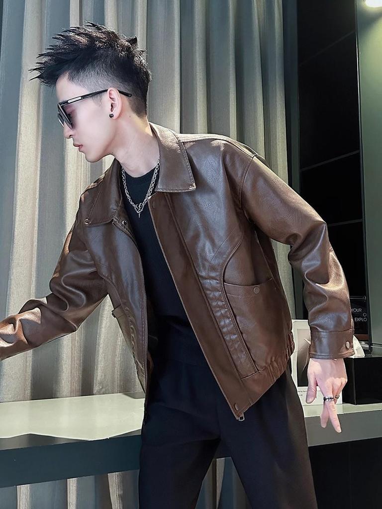 Men's High-End Trendy PU Leather Jacket - New 2025 Autumn/Winter Stylish Rogue Design