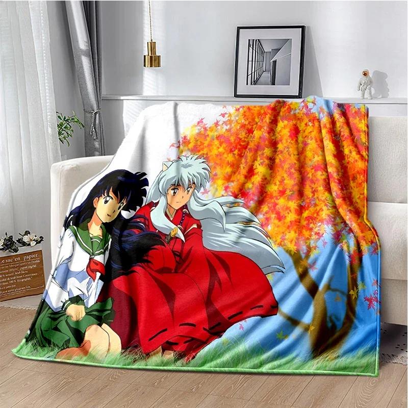 Cartoon Anime Inuyasha Throws Blanket for Sofa Bedding Couch Hiking Picnic Super Soft Cute kawaii Flannel Blanket birthday gift