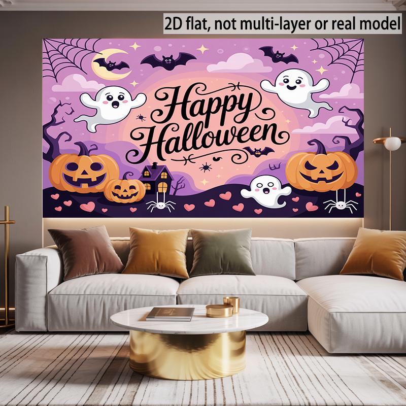 2D flat banner 1 piece Halloween happy illustration background decoration background photo prop