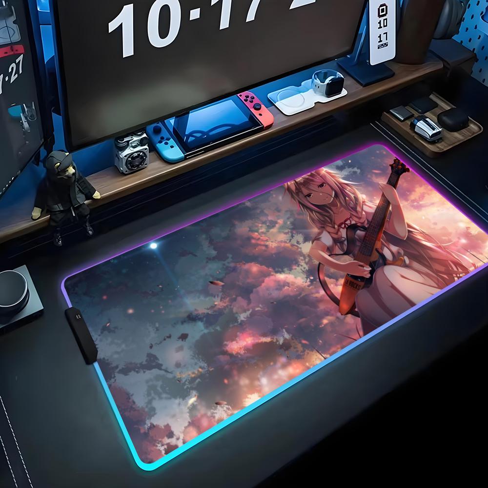 anime guitar girl Mouse Pad RGB Gaming Mousepad Big LED Pad PC Desk Mat Luminous Mouse Pad Large Keyboard Mats Table Rug With