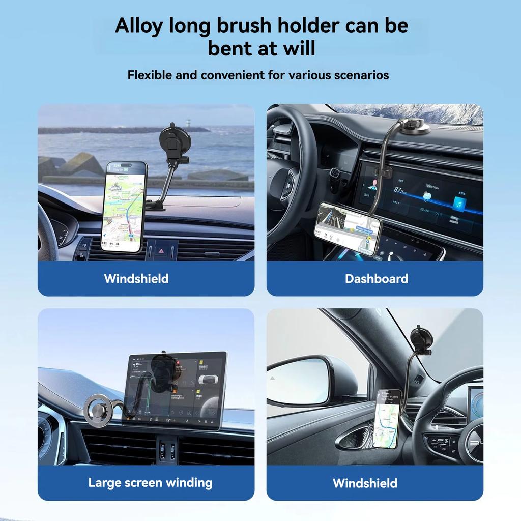 X035 Universal Car Magnetic Phone Holder Flexible Gooseneck Long Arm Suction Cup Mount Bracket