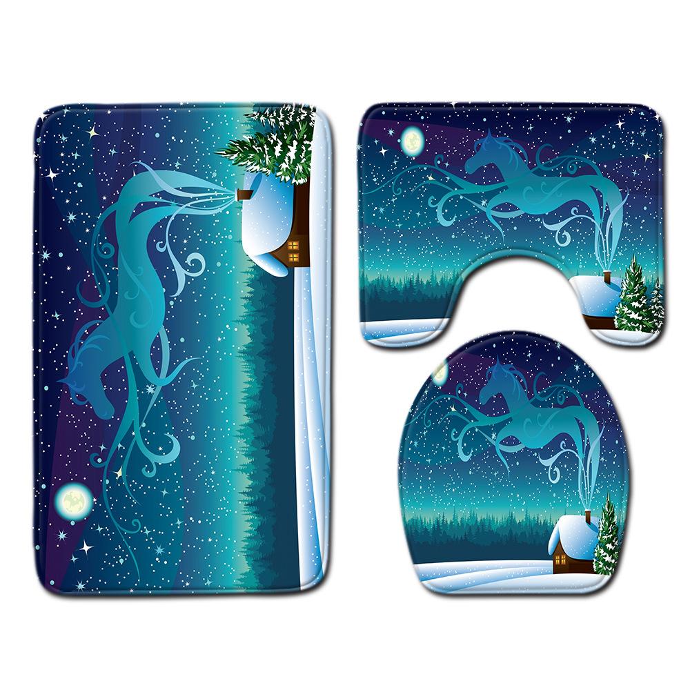 Christmas Bathroom Floor Mat Toilet Three-Piece Set