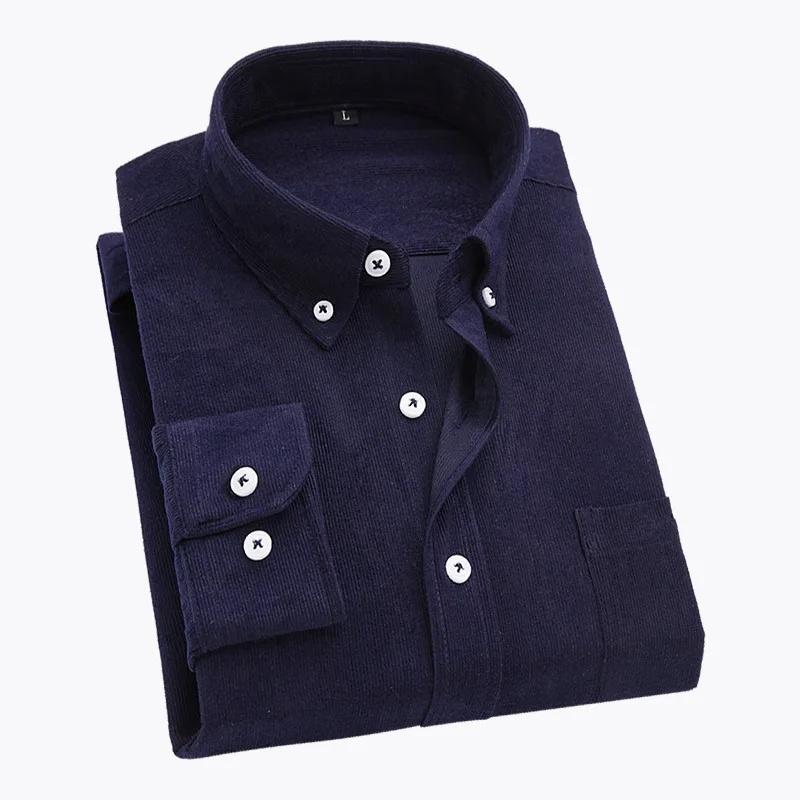Corduroy Long Sleeve Shirt Men's Slim Fit Casual Business Style Spring Autumn New Fashion Versatile Top Male Upperwear