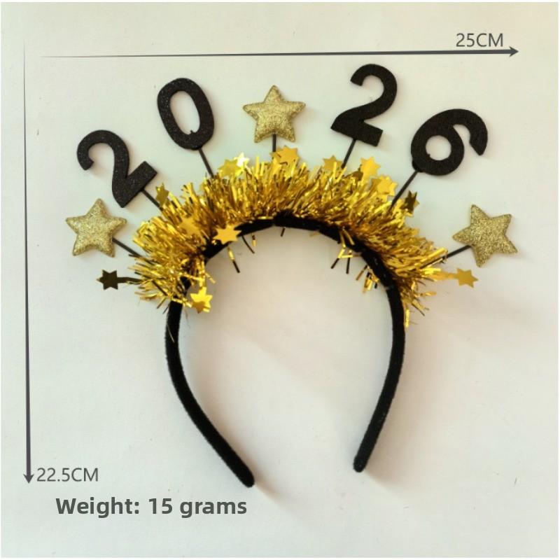 1 Stück 2026 Neujahrs-Stern Pailletten Haarband, Perfekt für Silvesterpartys und Feiern, ein Must-Have, um Blicke auf sich zu ziehen