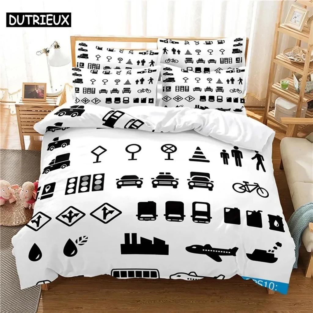 Luxury New 3D Print Traffic Sign Bedding Set Duvet Cover Set 3d Bedding Digital Bed Linen Queen Size Bedding Set Fashion Design