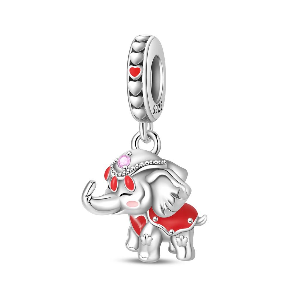 Charm Bead Components Authentic Original Copper Metal Red Elephant Pendant Bead Component Bead Components Compatible With Bracelet High Quality Fine